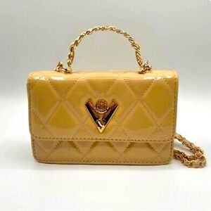 Valentino Orlandi Quilted V-Logo Bag Gold-chain Strap & Top Handle NWT